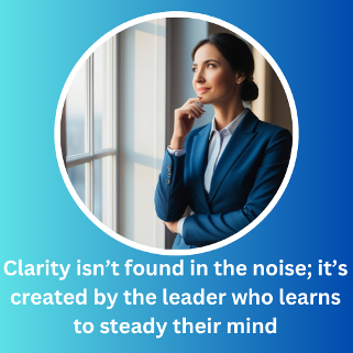 Image of a Calm Leader Gazing Out the Window symbolizing clarity, focus, and mental steadiness for leaders navigating rapid change and digital overload.